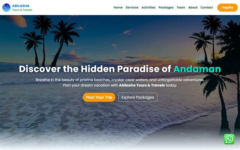 Abilasha Tours & Travels website